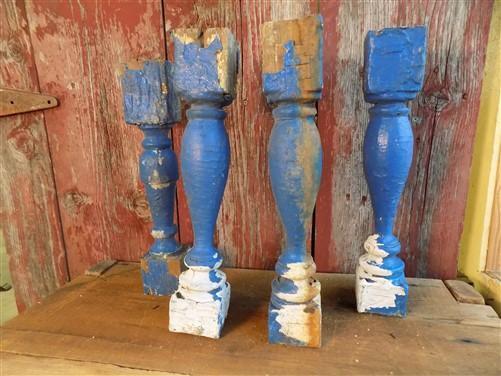 4 Balusters Blue Wood outlet Architectural Salvage Spindles Porch Post House Trim C Vintage Wood Spindles, Wooden Balusters, Rustic Farmhouse