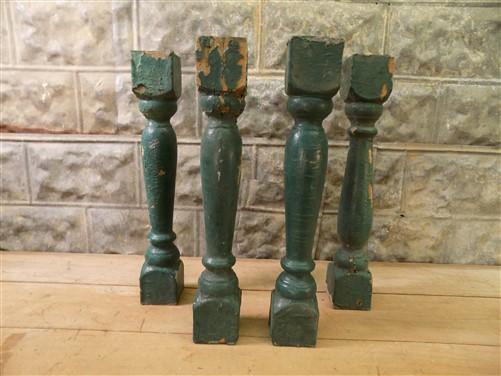 4 Balusters Green Wood Architectural Salvage Spindles Porch Post House Trim G Vintage Wood Spindles, Wooden Balusters, newest Rustic Farmhouse