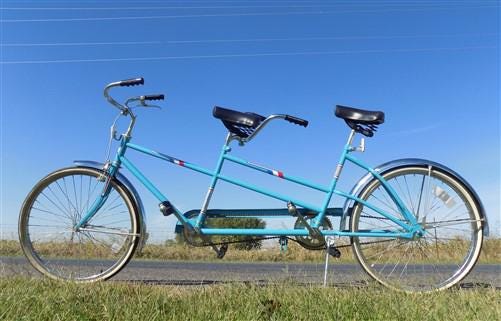 1970s Columbia Twosome Bicycle Turquoise Tandem 2 Person Bike USA Made