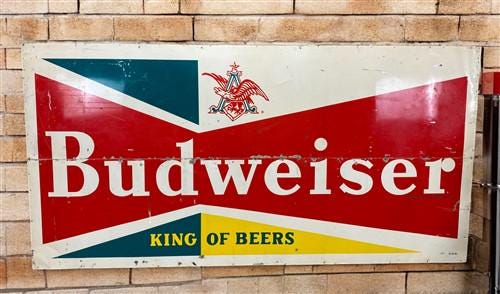 10' Budweiser Bowtie Sign, Vintage Tin Sign, Advertising, Tavern, Single Side