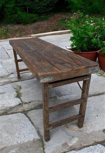 Rustic Folding Table, Vintage Dining Room Table, Kitchen Island, Sofa Table, B83