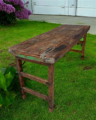 Rustic Folding Table, Vintage Dining Room Table, Kitchen Island, Sofa Table, B79