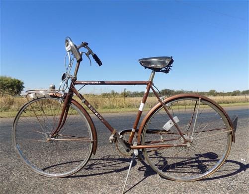 1957 Chicago Schwinn Bicycle, Brown 3 Speed World Tourist Bike, Serial# 2006343