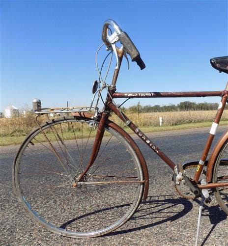 1957 Chicago Schwinn Bicycle, Brown 3 Speed World Tourist Bike, Serial# 2006343