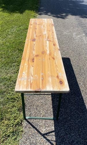 Vintage German Beer Garden Table, Portable Industrial Wood Table, Dining, C93