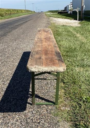 Stained Vintage German Beer Garden Bench Portable Industrial Wood Bench Seat B45