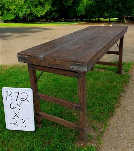 Rustic Folding Table, Vintage Dining Room Table, Kitchen Island, Sofa Table, B72