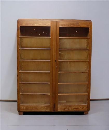 Vintage Wood Storage Cabinet Bookcase with Glass Doors, Storage, Rustic Cupboard