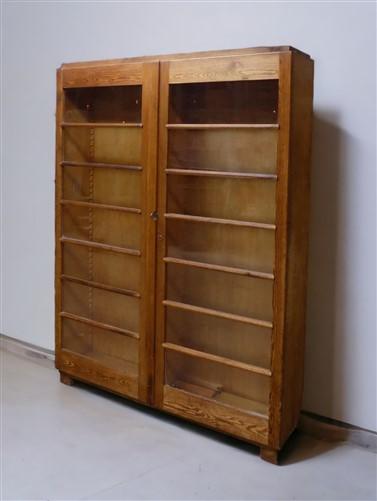 Vintage Wood Storage Cabinet Bookcase with Glass Doors, Storage, Rustic Cupboard