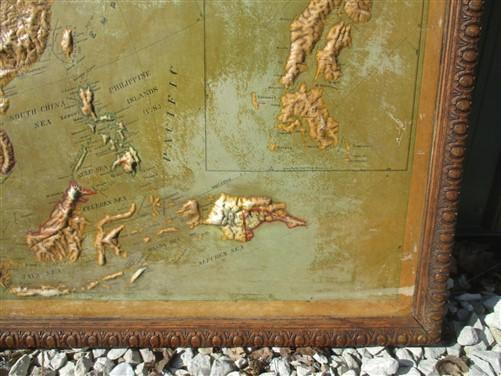 Antique Relief Map Asia 1913 Edition, Atlas Relief Map Co Chicago, Vintage Map,