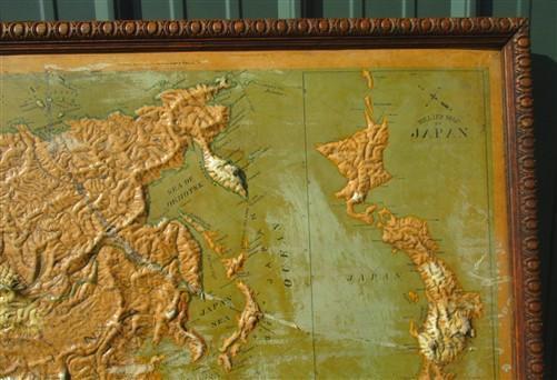 Antique Relief Map Asia 1913 Edition, Atlas Relief Map Co Chicago, Vintage Map,