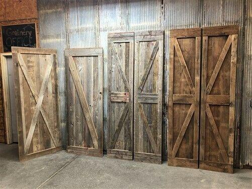 Reclaimed Sliding Barn Wood Door, Amish Handcrafted Red Pine, Farmhouse Door,