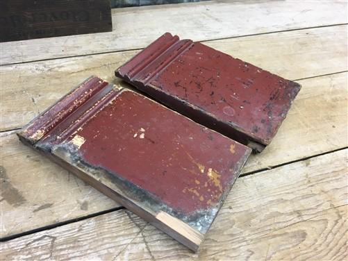 Pair Plinth Block, Wood Molding, Architectural Salvage, Antique Chippy Paint W,