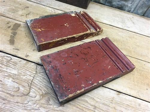 Pair Plinth Block, Wood Molding, Architectural Salvage, Antique Chippy Paint W,