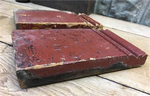 Pair Plinth Block, Wood Molding, Architectural Salvage, Antique Chippy Paint W,