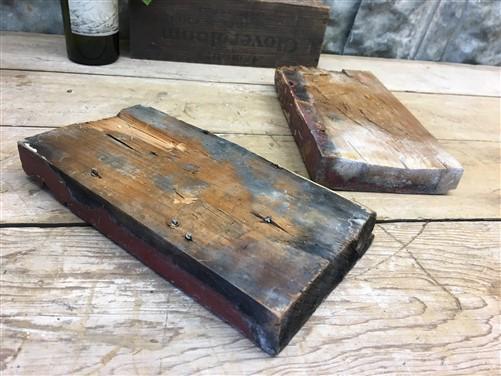 Pair Plinth Block, Wood Molding, Architectural Salvage, Antique Chippy Paint W,