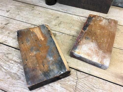 Pair Plinth Block, Wood Molding, Architectural Salvage, Antique Chippy Paint W,