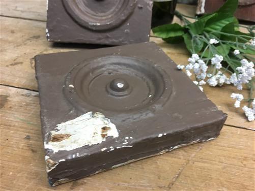 4 Plinth Block, Antique Bullseye Rosettes, Architectural Salvage, Wood Trim A2