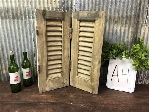 Small Antique Farmhouse Shutter, Natural Wood Shutter Architectural Salvage A4,