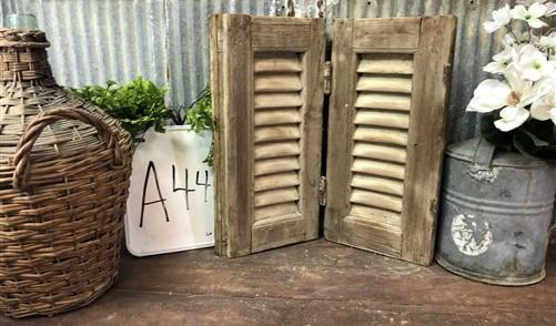 Small Antique Farmhouse Shutter, Natural Wood Shutter Architectural Salvage A44,