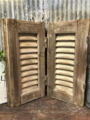 Small Antique Farmhouse Shutter, Natural Wood Shutter Architectural Salvage A44,