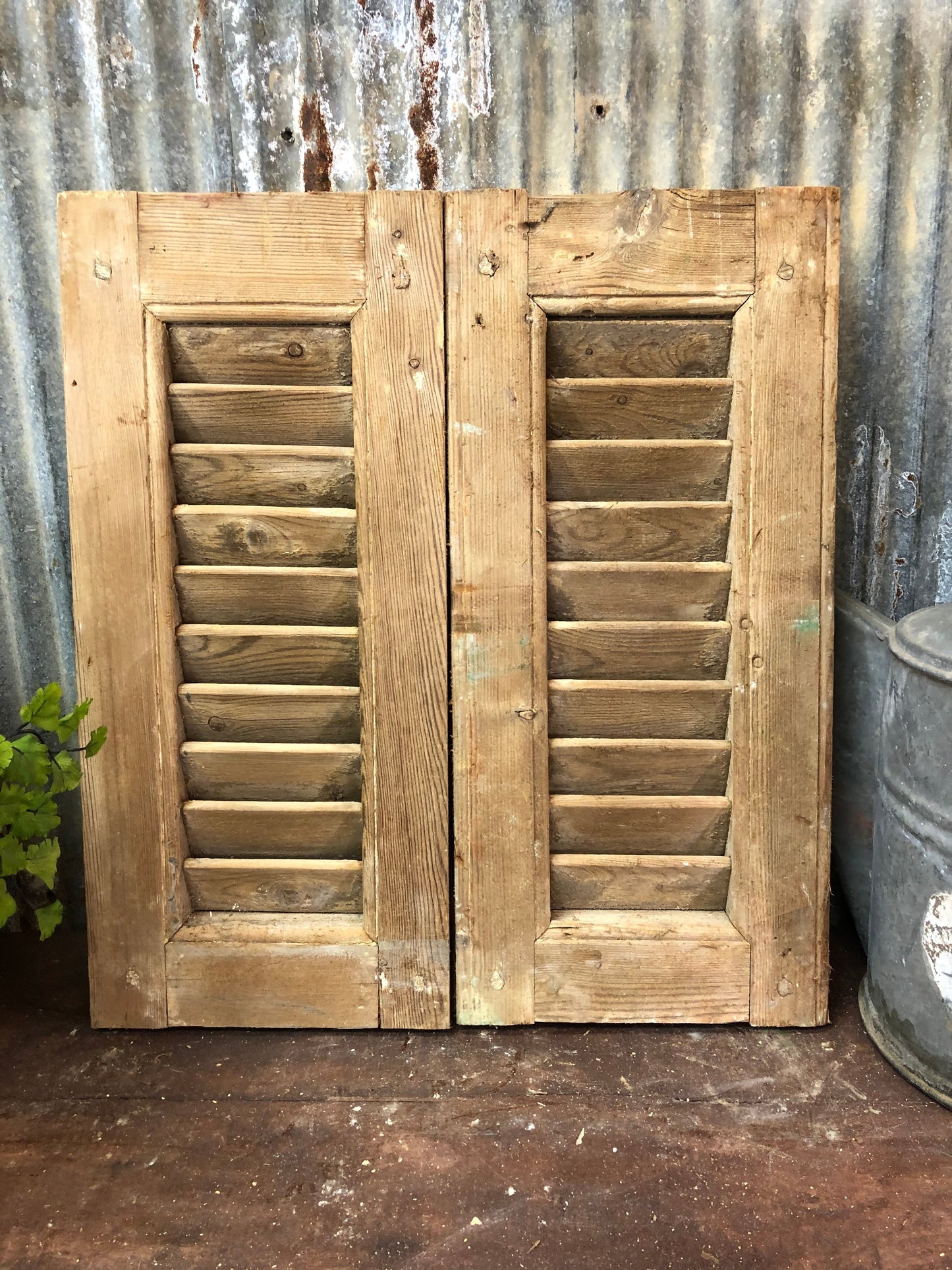 Small Antique Farmhouse Shutter, Natural Wood Shutter Architectural Salvage A46,