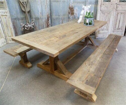 8' Amish Pine Harvest T-Leg Table, Custom Made To Order, Rustic Farmhouse Table,