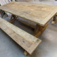 10' Amish Pine Harvest T-Leg Table, Custom Made To Order, Rustic Farmhouse Table