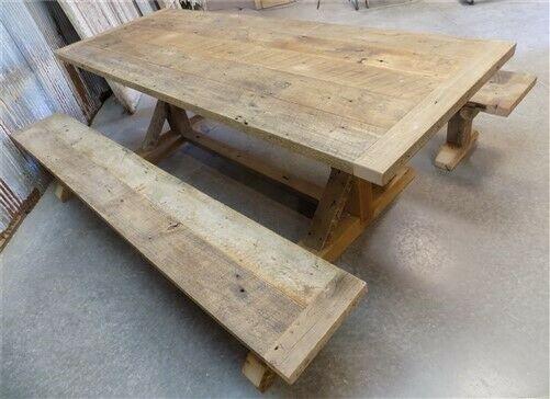 10' Amish Pine Harvest T-Leg Table, Custom Made To Order, Rustic Farmhouse Table