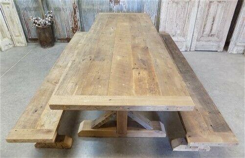 10' Amish Pine Harvest T-Leg Table, Custom Made To Order, Rustic Farmhouse Table