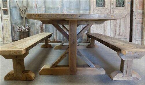 10' Amish Pine Harvest T-Leg Table, Custom Made To Order, Rustic Farmhouse Table