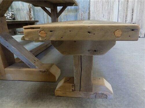 10' Amish Pine Harvest T-Leg Table, Custom Made To Order, Rustic Farmhouse Table