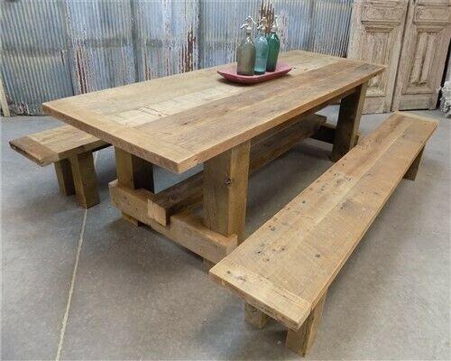 7' Amish Pine Harvest 4 Leg Table, Custom Made to Order, Rustic Farmhouse Table,