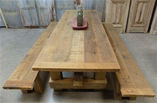 7' Amish Pine Harvest 4 Leg Table, Custom Made to Order, Rustic Farmhouse Table,