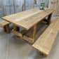 10' Amish Pine Harvest 4 Leg Table, Custom Made to Order, Rustic Farmhouse Table