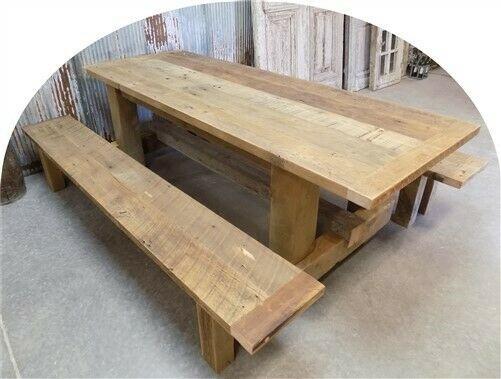 10' Amish Pine Harvest 4 Leg Table, Custom Made to Order, Rustic Farmhouse Table