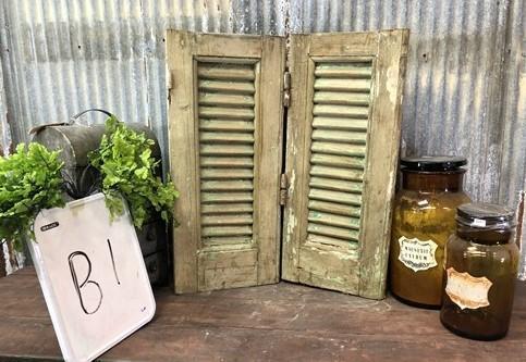 Small Green Antique Farmhouse Shutter, Wood Shutter, Architectural Salvage B1,