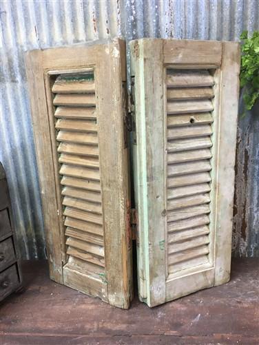 Small Green Antique Farmhouse Shutter, Wood Shutter, Architectural Salvage B9,