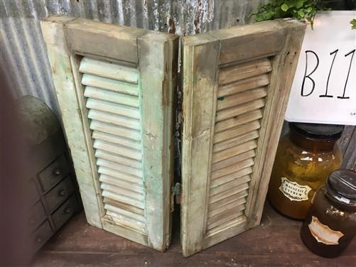 Small Green Antique Farmhouse Shutter, Wood Shutter, Architectural Salvage B11,