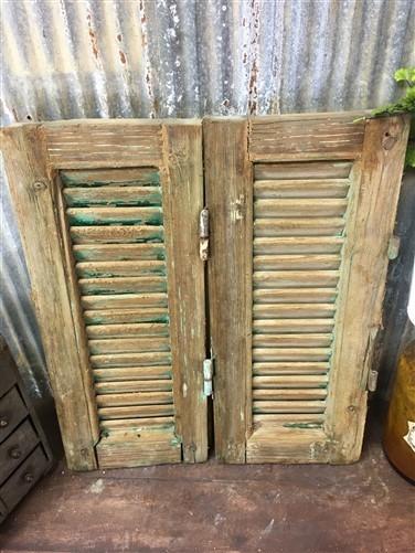 Small Green Antique Farmhouse Shutter, Wood Shutter, Architectural Salvage B11,