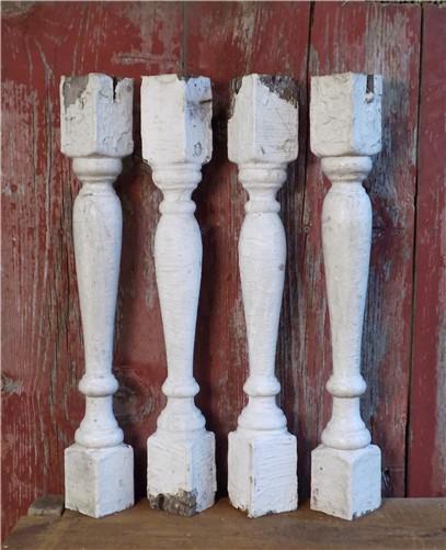 4 Balusters White Wood Architectural Salvage Spindles Porch Post House Trim Y, Vintage outlet Wood Spindles, Wooden Balusters, Rustic Farmhouse