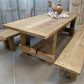 9' Amish Pine Harvest 4 Leg Table, Custom Made to Order, Rustic Farmhouse Table,