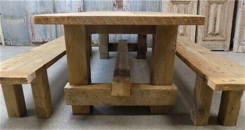 9' Amish Pine Harvest 4 Leg Table, Custom Made to Order, Rustic Farmhouse Table,