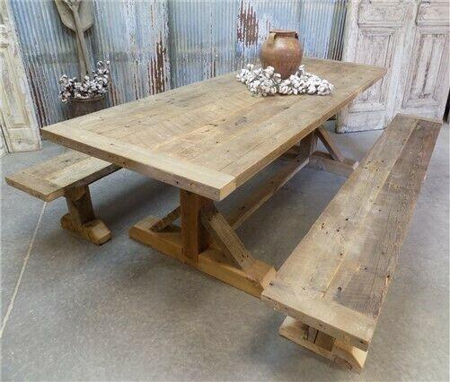 7' Amish Pine Harvest T-Leg Table, Custom Made To Order, Rustic Farmhouse Table,