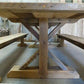7' Amish Pine Harvest T-Leg Table, Custom Made To Order, Rustic Farmhouse Table,