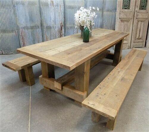 6' Amish Pine Harvest 4 Leg Table, Custom Made to Order, Rustic Farmhouse Table,