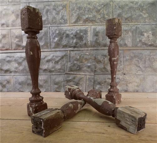 4 Balusters Cocoa Brown Wood Architectural Salvage Spindles Porch House Trim G,