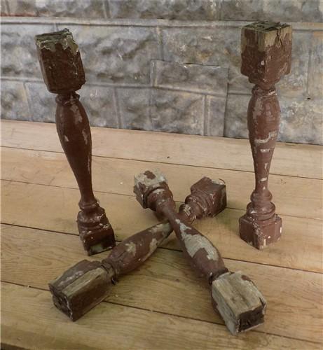 4 Balusters Cocoa Brown Wood Architectural Salvage Spindles Porch House Trim G,