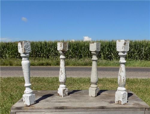 4 Balusters White Vintage Wood, Architectural Salvage, Porch Post House Trim A30