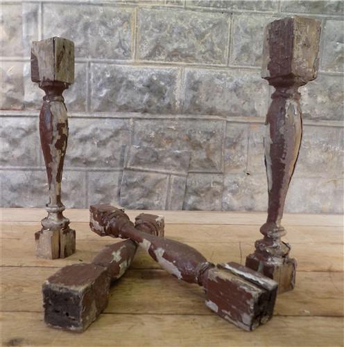 4 Balusters Cocoa Brown Wood Architectural Salvage Spindles Porch House Trim K,